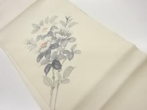 作家物　塩瀬手描き花葉模様名古屋帯